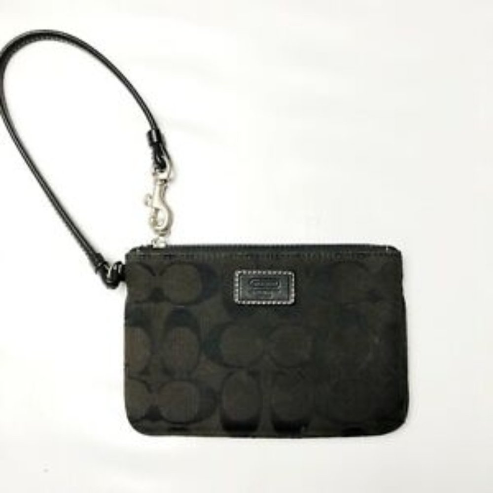 Coach Signature Monogram Canvas Wristlet
